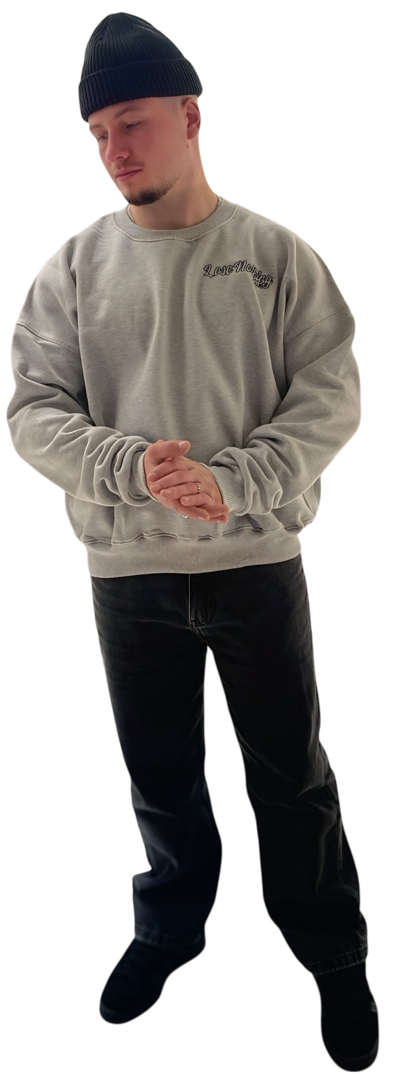 LNC CLASSIC HEAVY SWEATER WITH BACKPRINT GREY